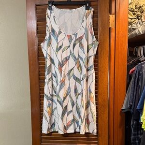Colorful Leaf Pattern Sleeveless Dress